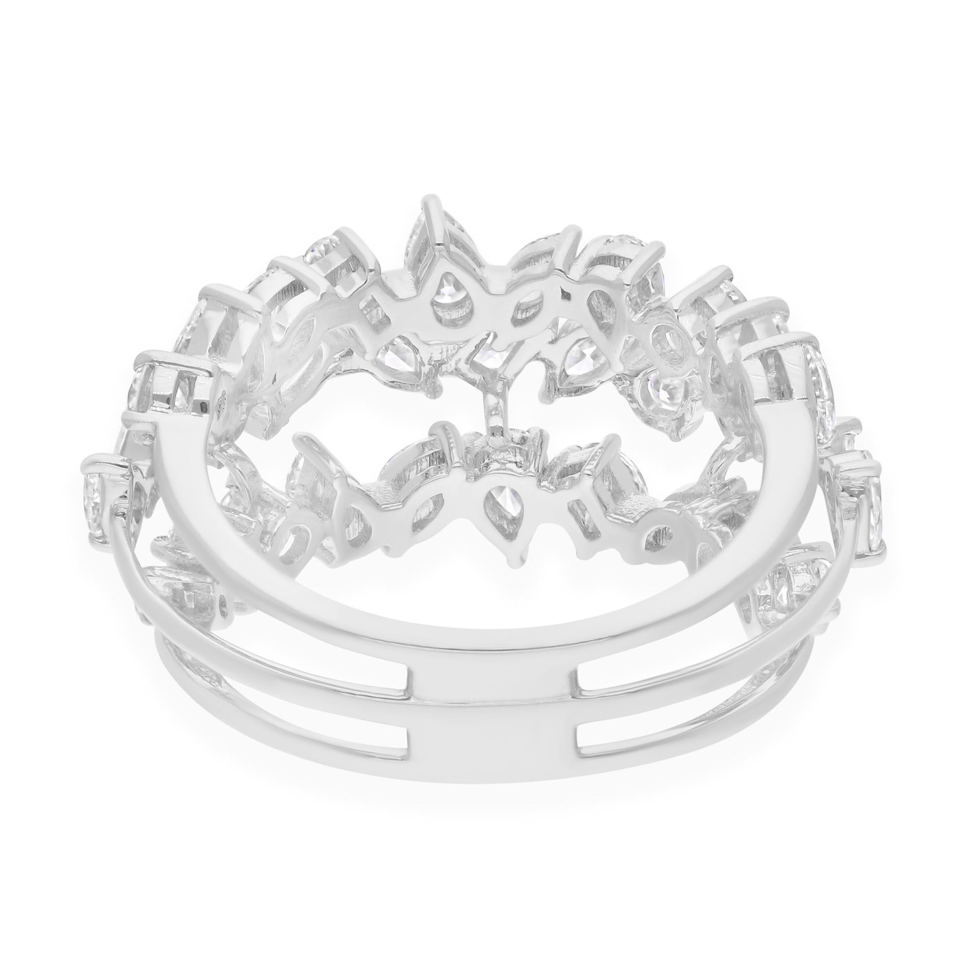 En venta: 2,22 quilates SI/H Diamante talla mixta Racimo Anillo de cóctel Regalo Oro blanco 14k  4