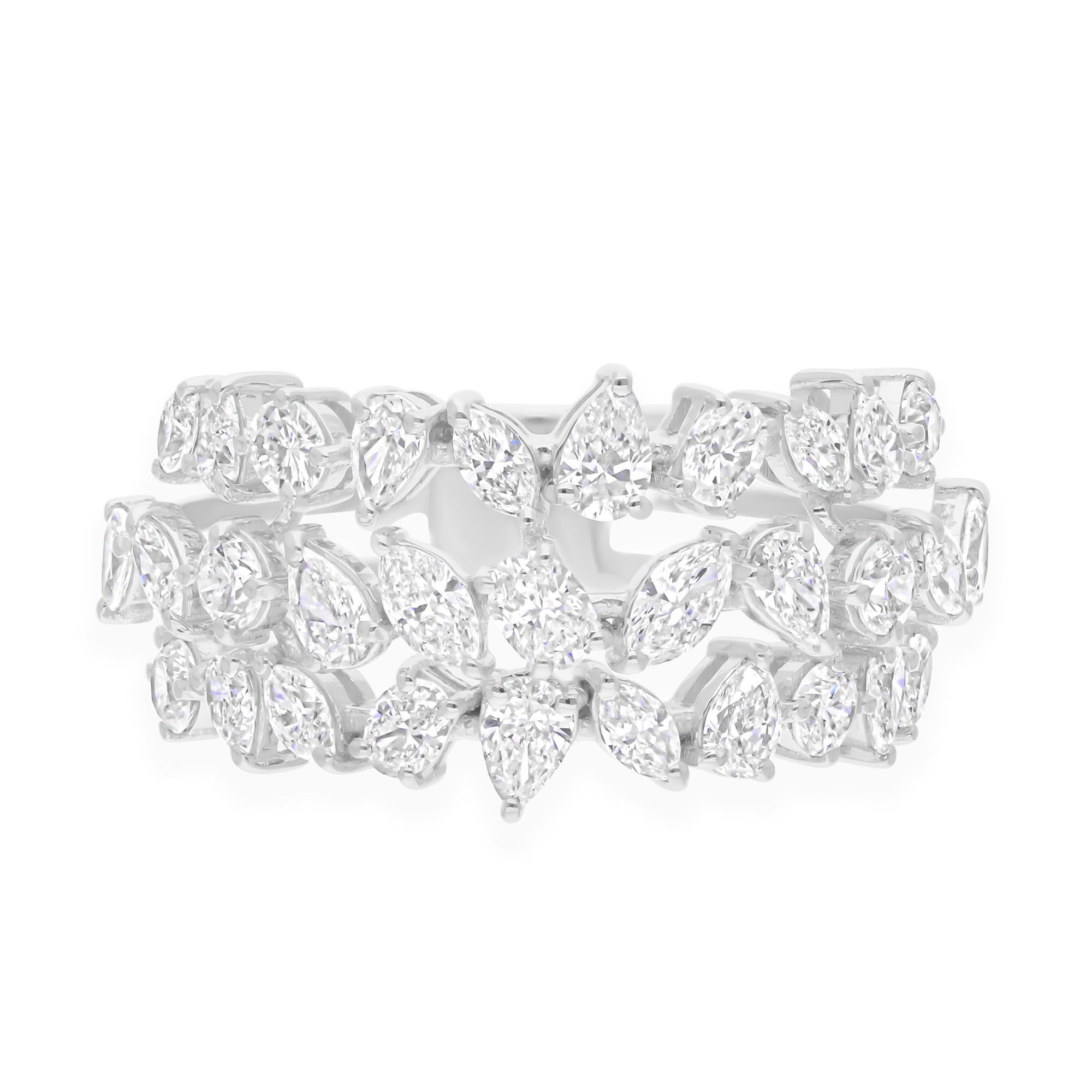 Im Angebot: 2,22 Karat SI/H Diamant Cluster Cocktail Band Ring Geschenk 18k Weißgold () 6