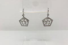 2.22 Carat White Rose Cut Diamond Dangle Earrings
