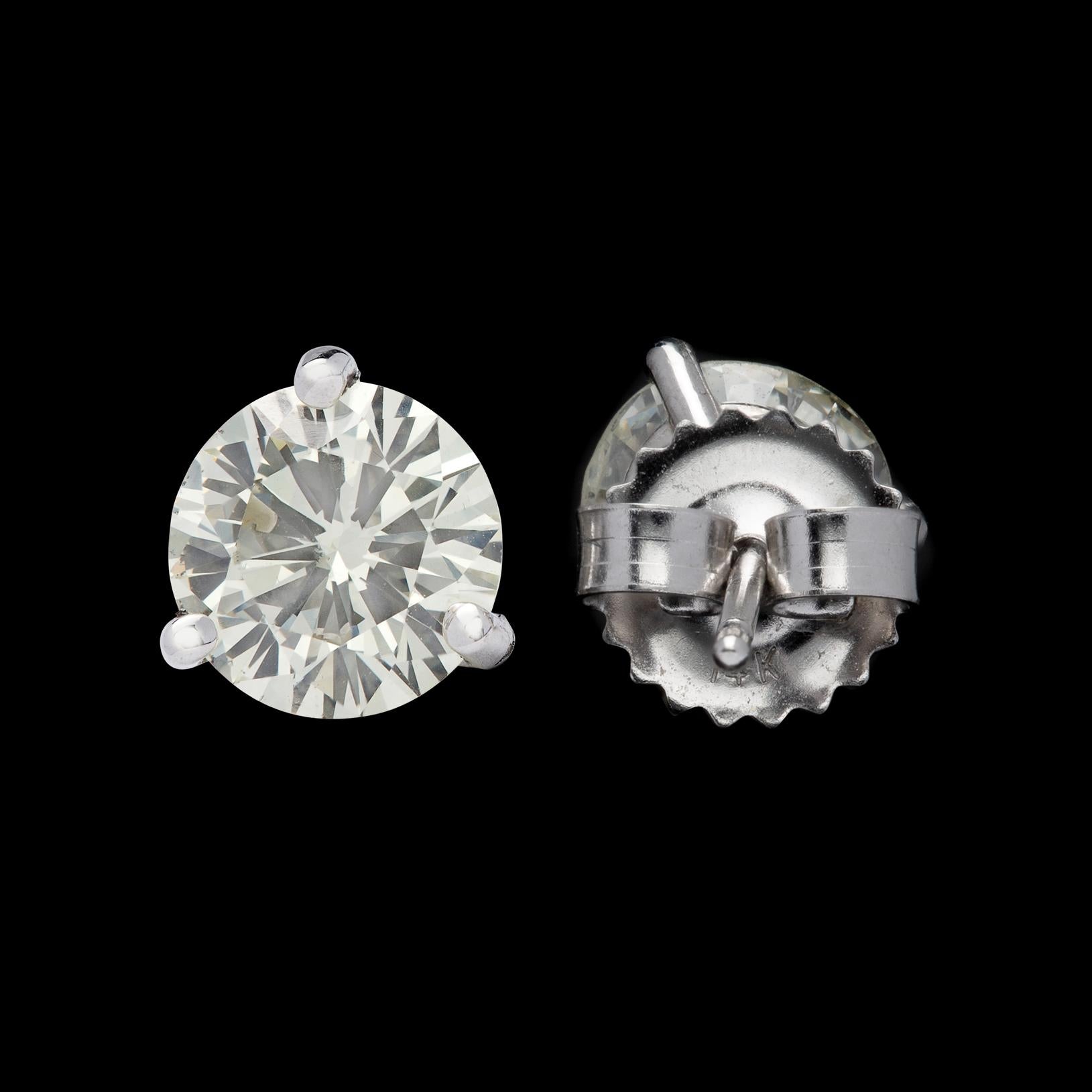 2.22 Carat Diamond Solitaire Stud Earrings 2
