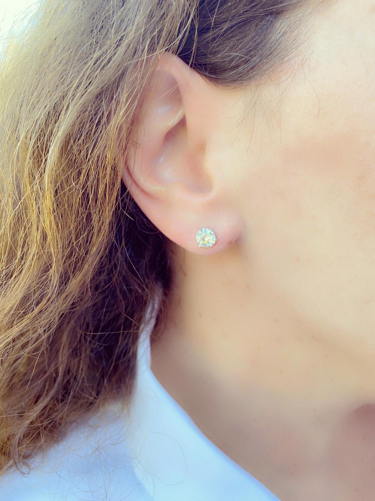 2.22 Carat Diamond Solitaire Stud Earrings 4