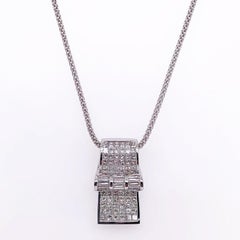 2.22 Total Carat Diamond Whistle Pendant Necklace in 18K White Gold in 16" Chain