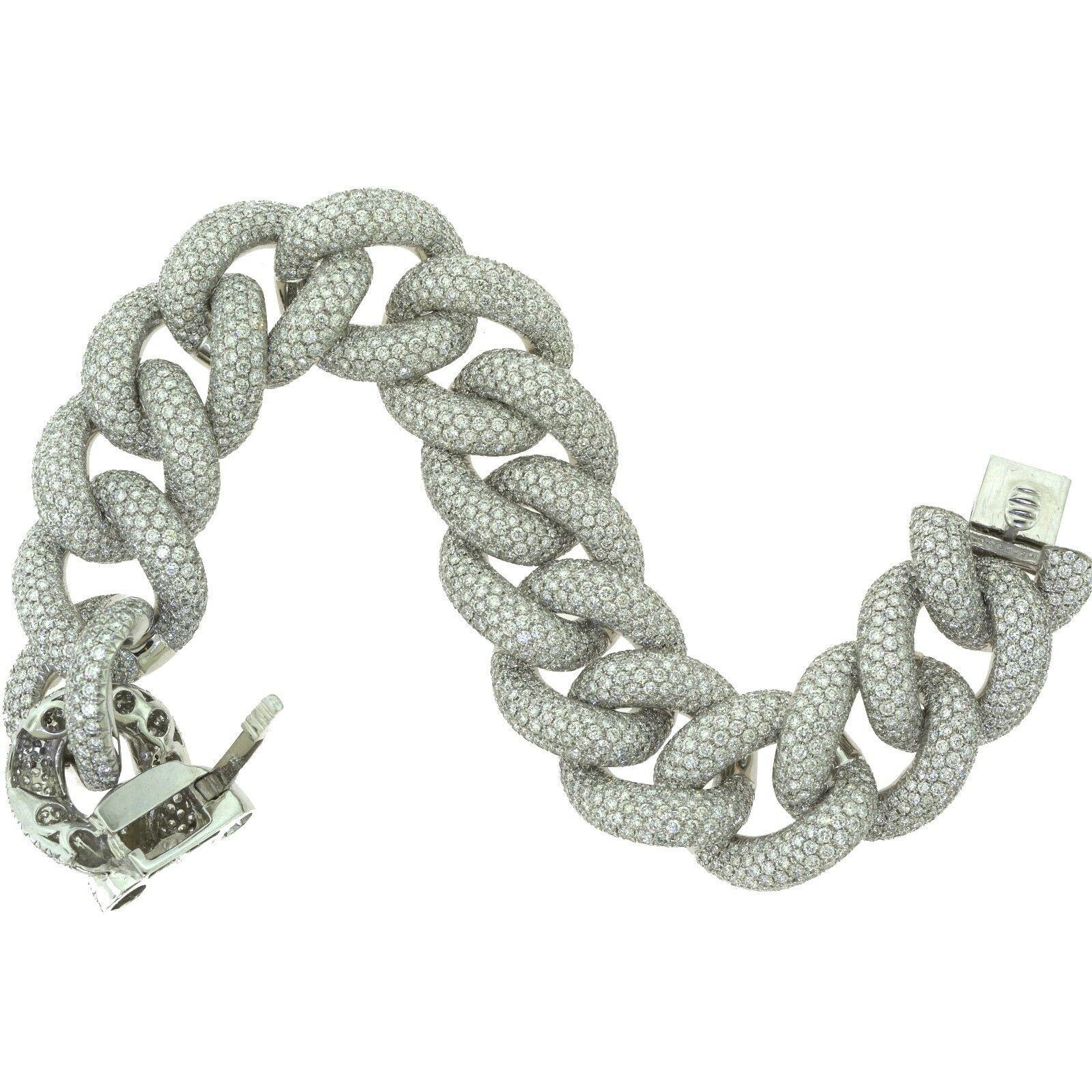 22.21 Carat Diamond-Paved Chain Link Bracelet in White Gold 1