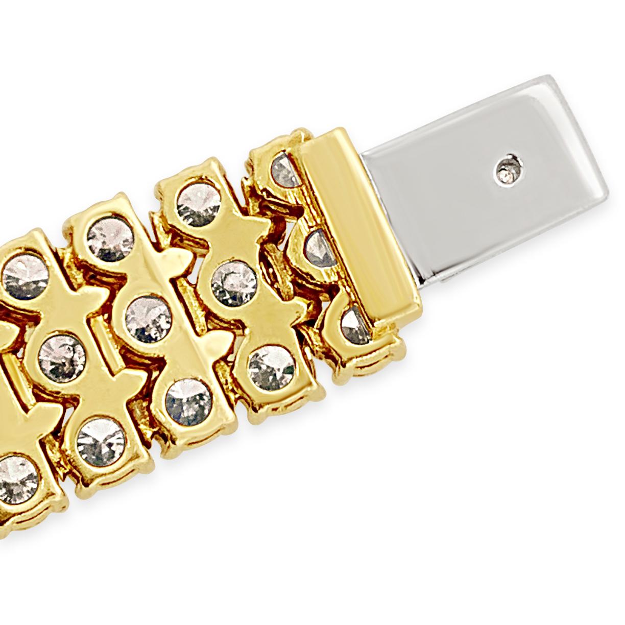 Women's 22.22 Carat 'total weight' Three-Row 18 Karat Gold Diamond Link Bracelet For Sale