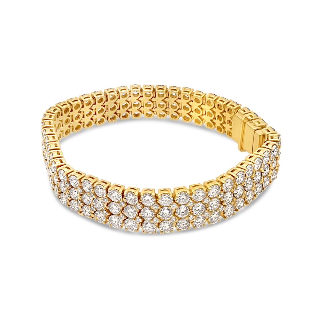 22.22 Carat 'total weight' Three-Row 18 Karat Gold Diamond Link Bracelet For Sale 3