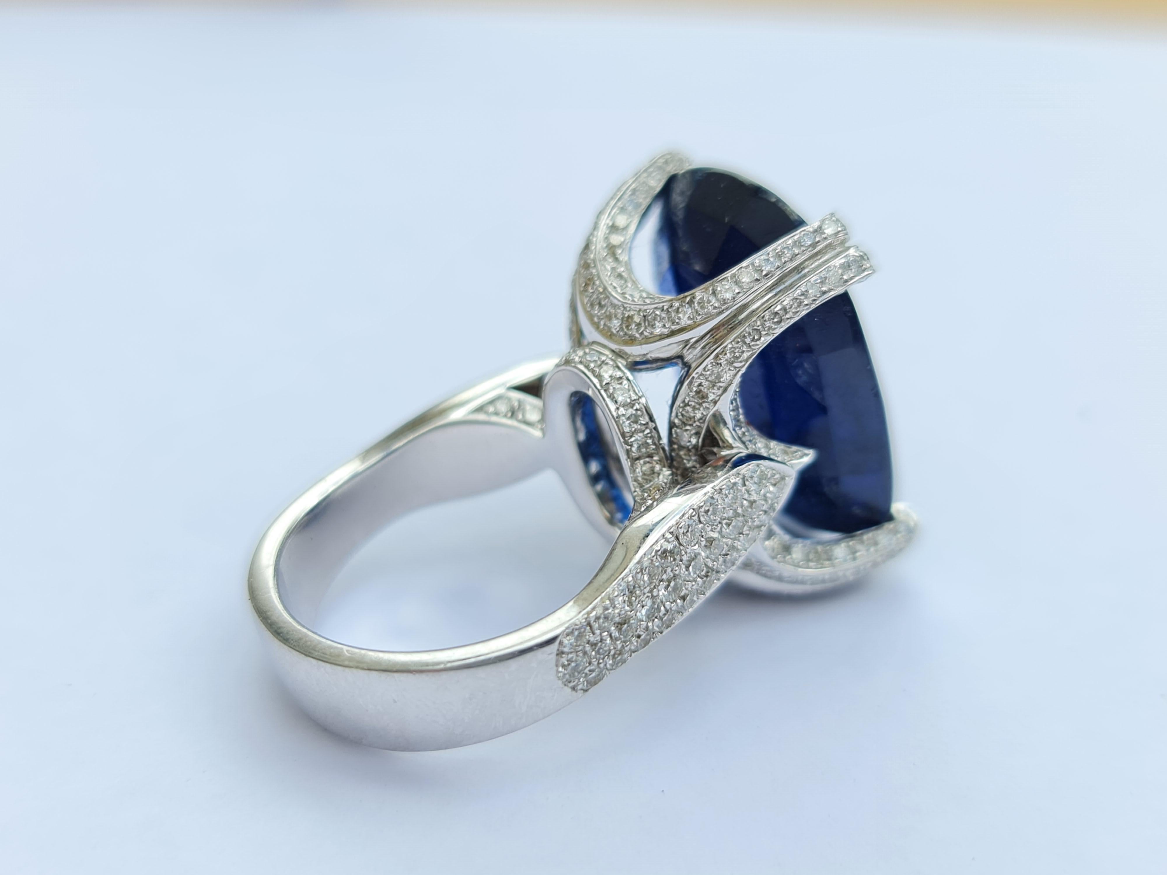 GRS Certificate, 22.22 Natural Sapphire Statement Ring, Cocktail Statement Ring 3