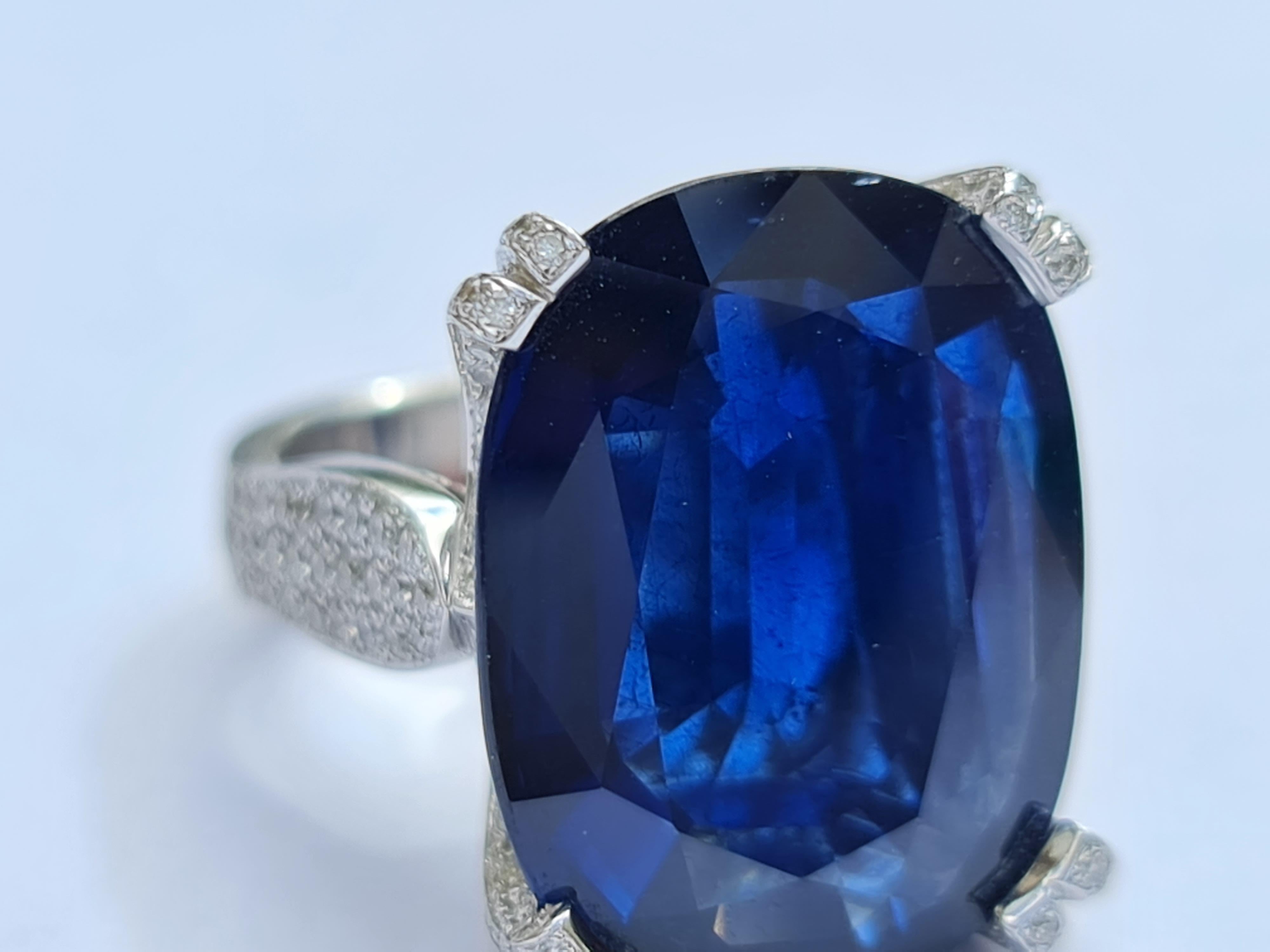 Oval Cut GRS Certificate, 22.22 Natural Sapphire Statement Ring, Cocktail Statement Ring