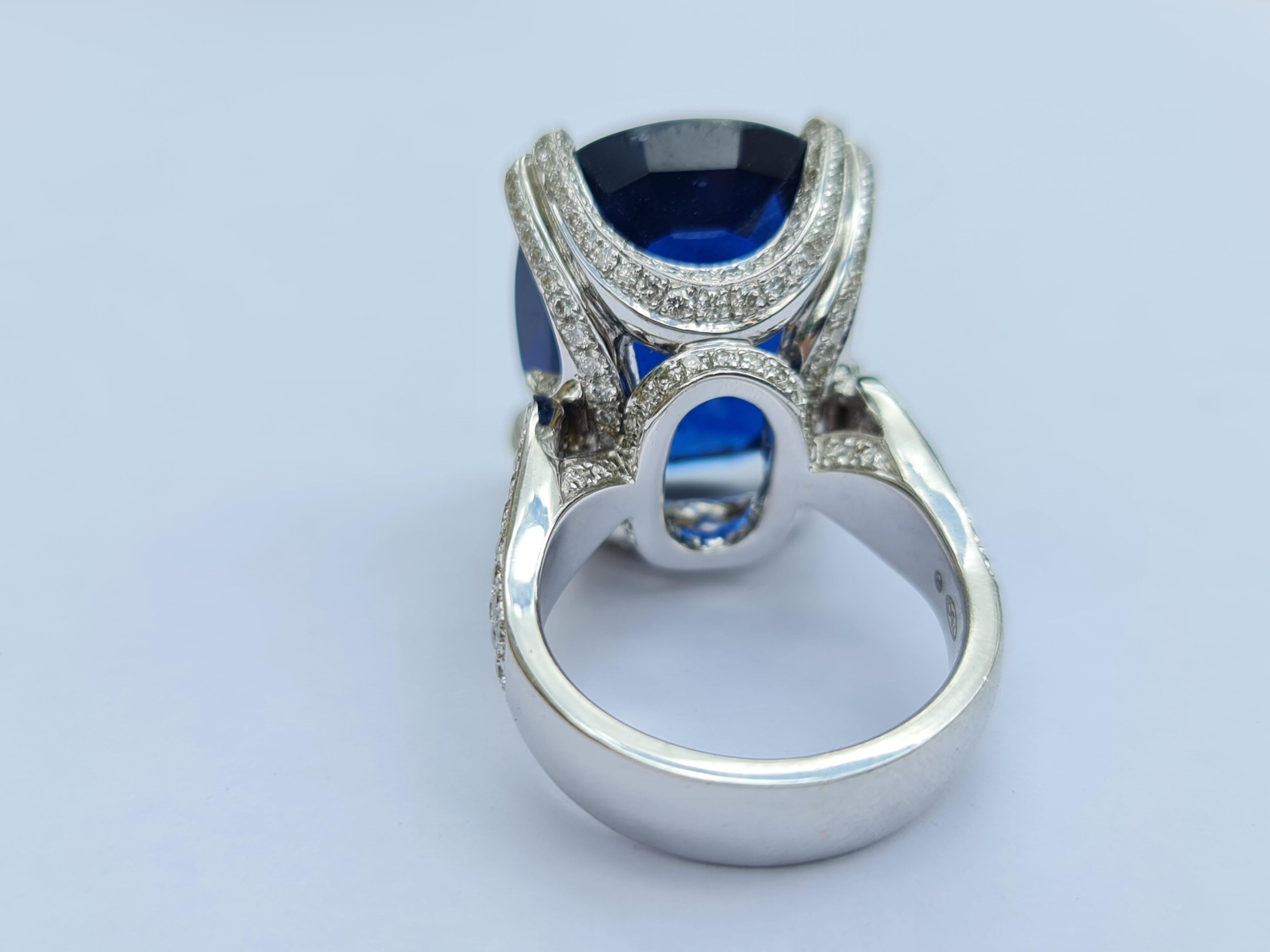 GRS Certificate, 22.22 Natural Sapphire Statement Ring, Cocktail Statement Ring 1