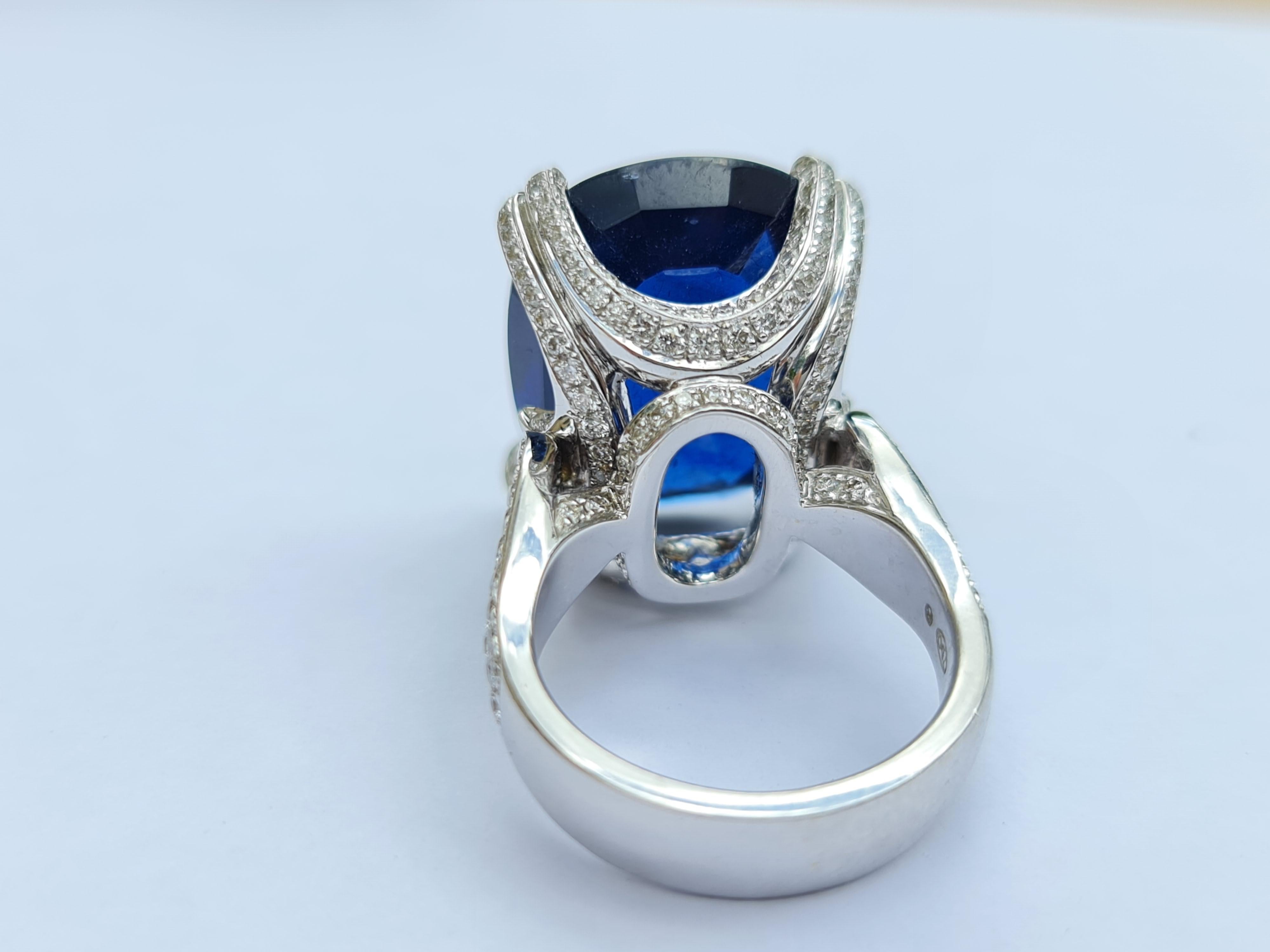 GRS Certificate, 22.22 Natural Sapphire Statement Ring, Cocktail Statement Ring 2