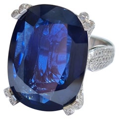 GRS Certificate: 22.22 Natural Sapphire Statement Ring, Cocktail Ring