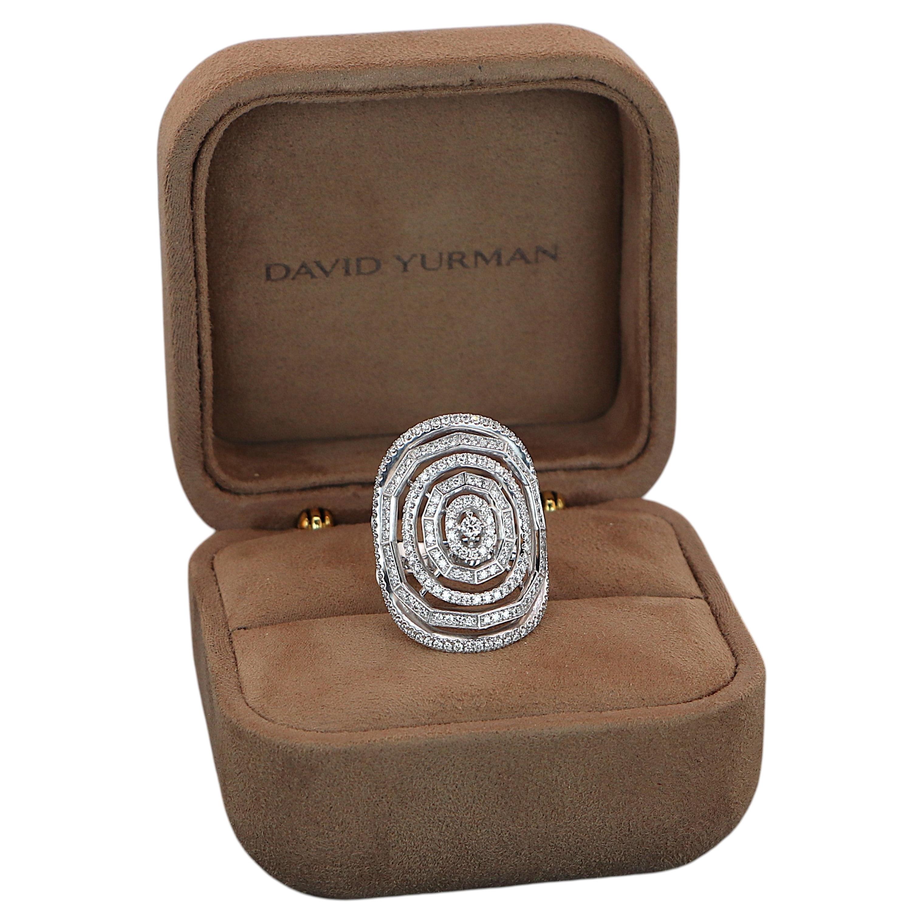 Pre-owned David Yurman 22245  Spider Web 18k White Gold Pave Diamond 30mm Stax Ring