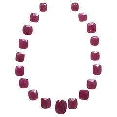 222.53 Carats Ruby Mozambique Cushion Faceted Cutstone Layout Heated Natural Gem