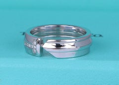 22259 Tiffany & Co 18k White Gold 5.5mm Round Diamond Modern Key T Ring Band 5