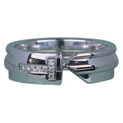 22259 Tiffany & Co 18k White Gold 5.5mm Round Diamond Modern Key T Ring Band 5