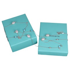 22261 Tiffany Co Elsa Peretti Silver Color by the Yard Sprinkle Diamond Necklace