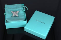 22265 Vintage Tiffany & Co Platinum Pave Diamond Butterfly Pendant Brooch