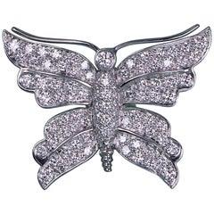 22265 Vintage Tiffany & Co Platinum Pave Diamond Butterfly Pendant Brooch