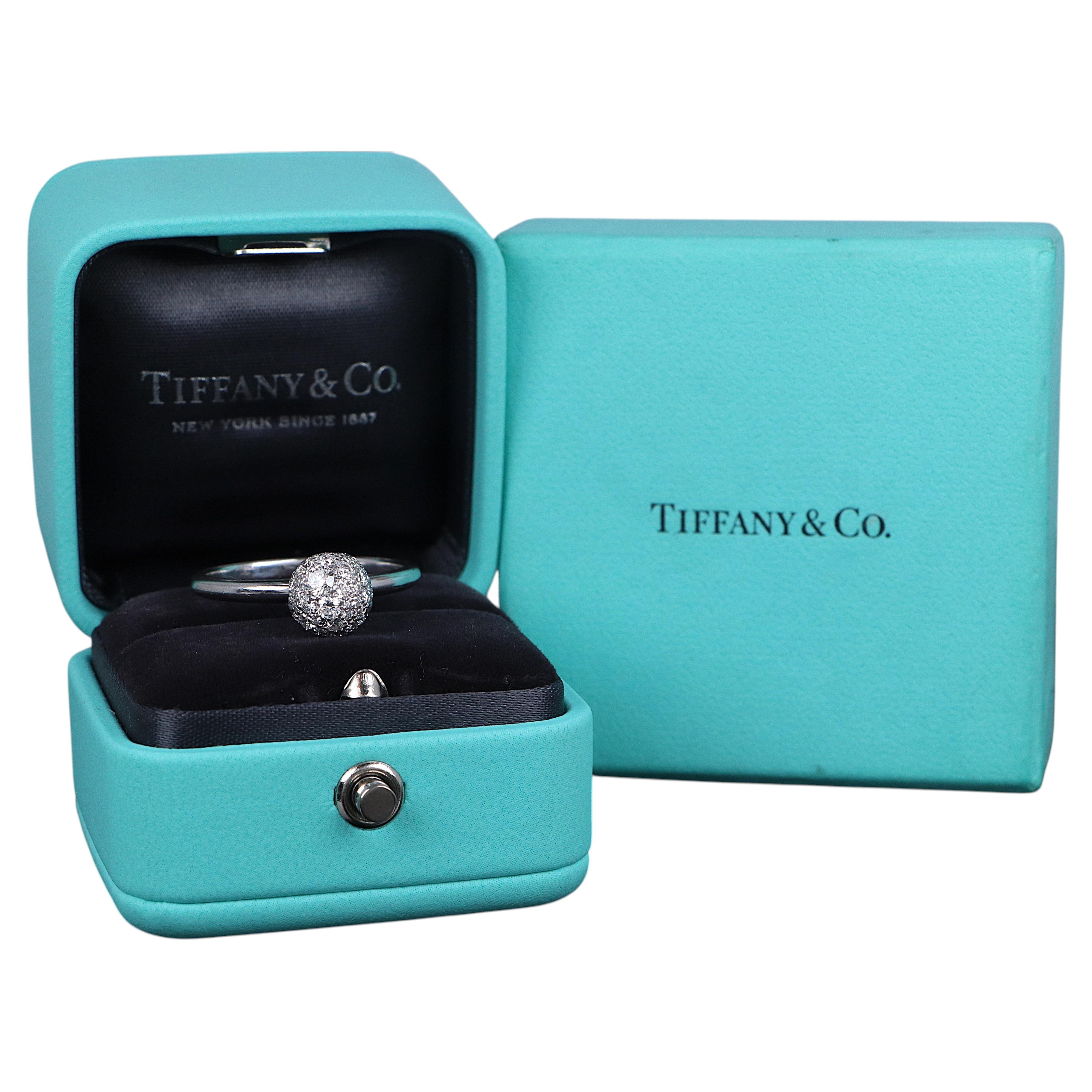 22267 Tiffany and Co 18k White Gold Pave Set Diamond 8mm Hardwear