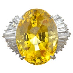 22.27 Carat Yellow Sapphire Diamond Platinum Ring