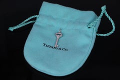 22270 Tiffany & Co Platinum Pave Set Diamond Mini Oval Key Charm Pendant