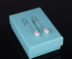 22276 Tiffany & Co Silver Elsa Peretti 8mm Pearls by the Yard Dangle Earrings