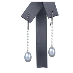 22276 Tiffany & Co Silver Elsa Peretti 8mm Pearls by the Yard Dangle Earrings