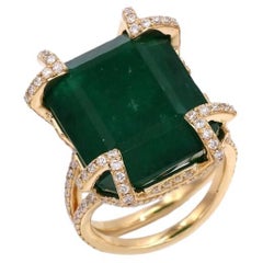 22.29 Ct Emerald Diamond 18K Yellow Gold Exclusive Ring