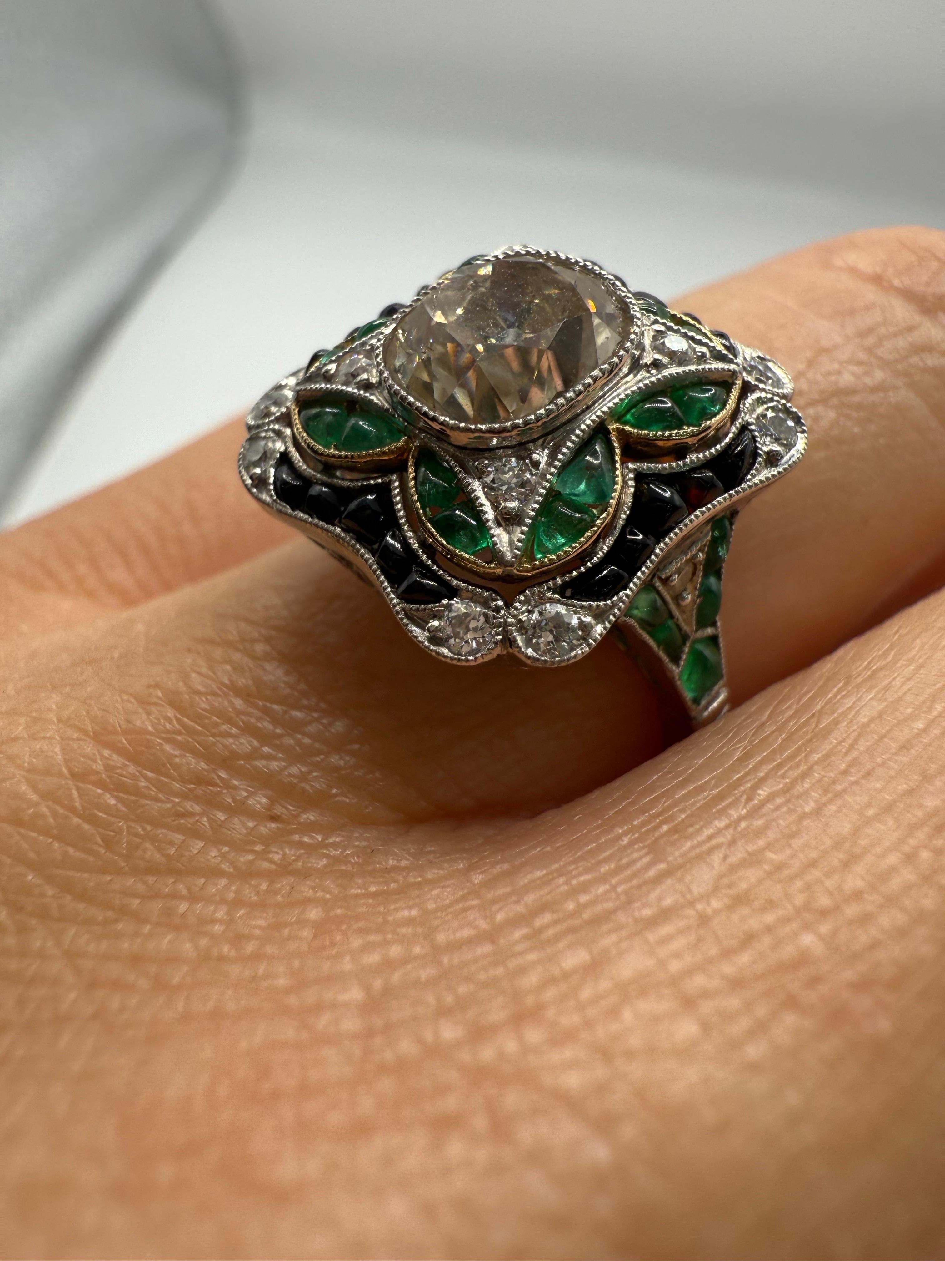 2,22ct Diamant Smaragd Ring Platin handgefertigt im Zustand „Hervorragend“ im Angebot in Boca Raton, FL