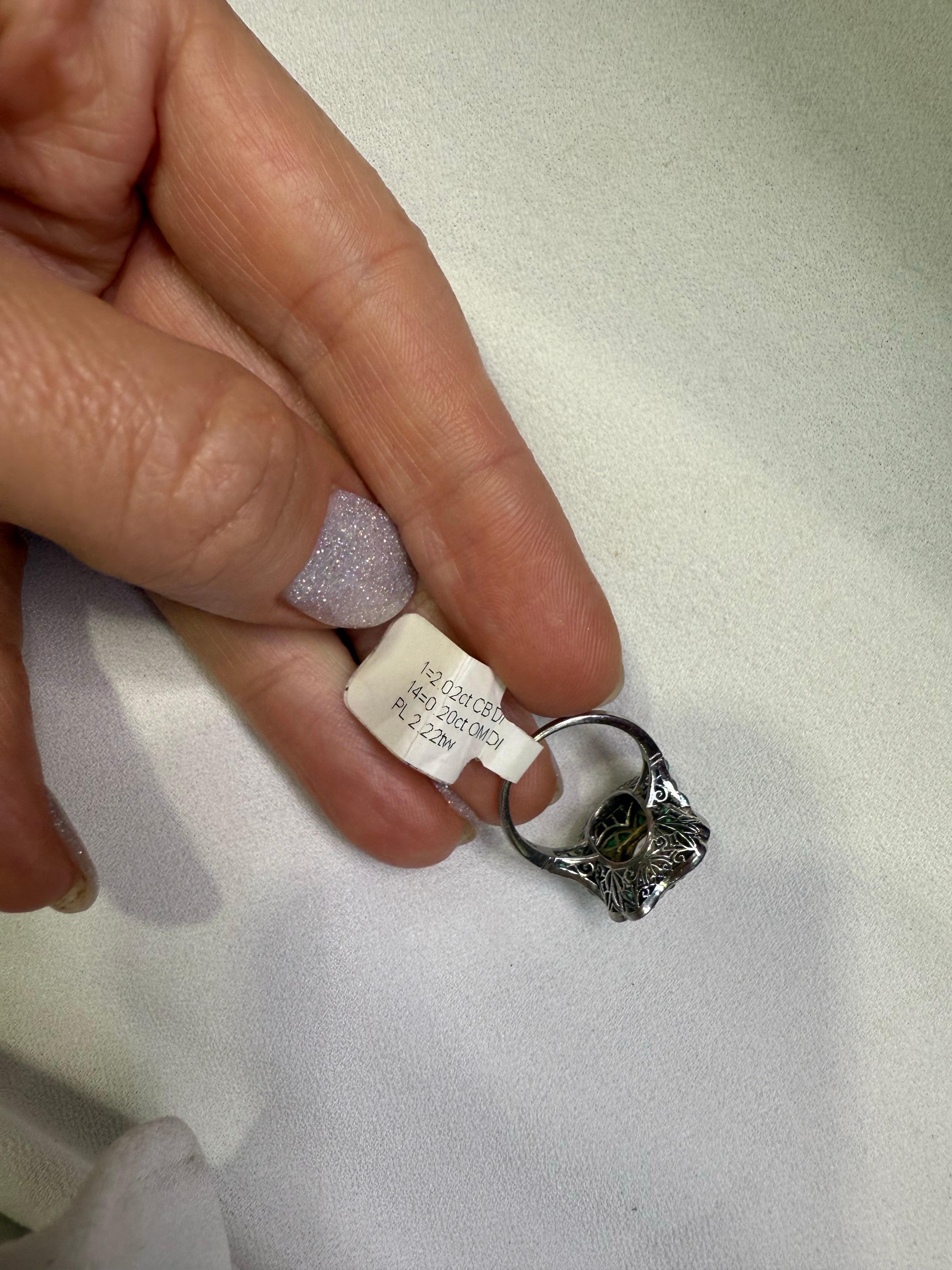 2,22ct Diamant Smaragd Ring Platin handgefertigt für Damen oder Herren im Angebot
