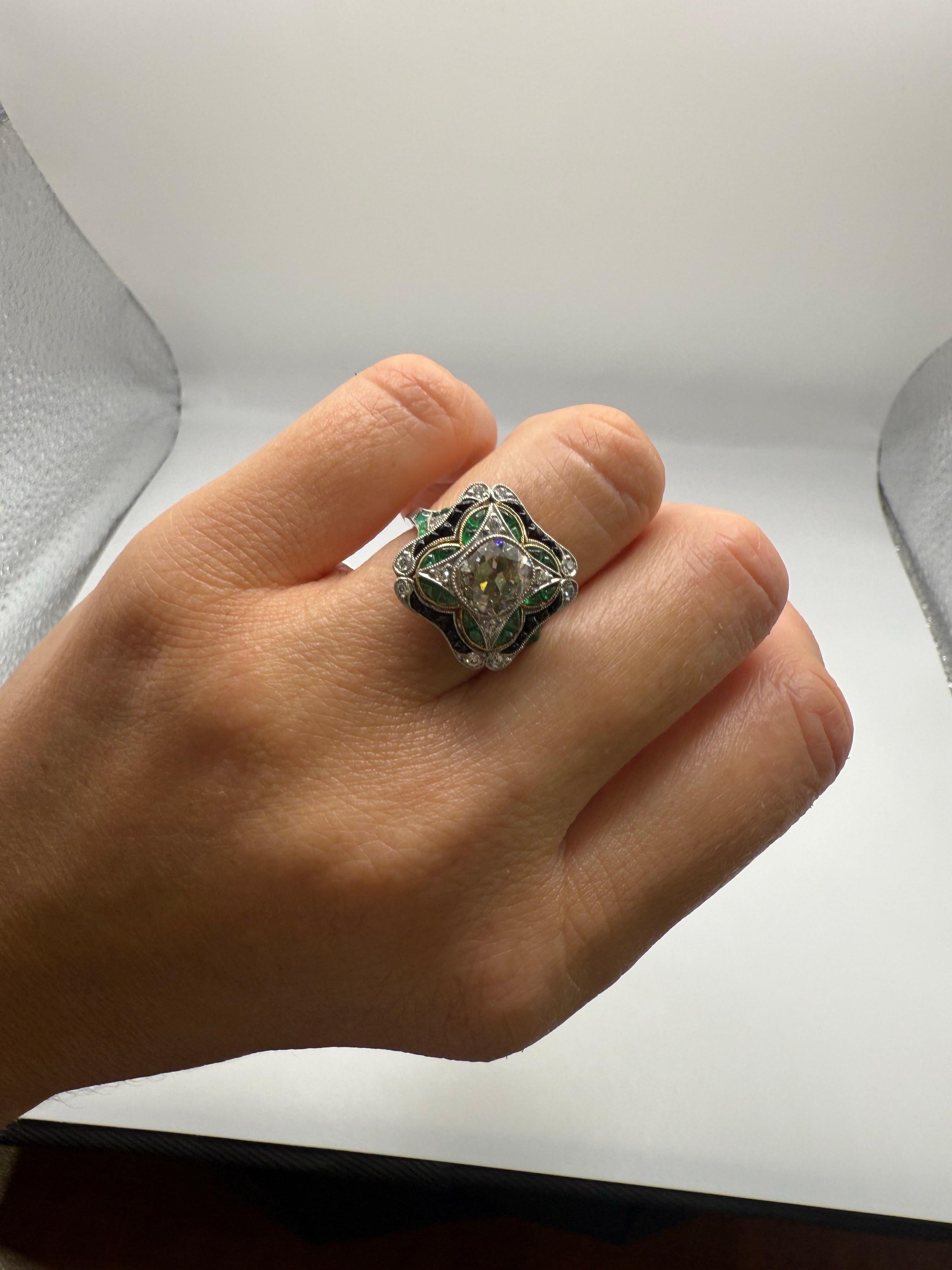 2,22ct Diamant Smaragd Ring Platin handgefertigt im Angebot 2