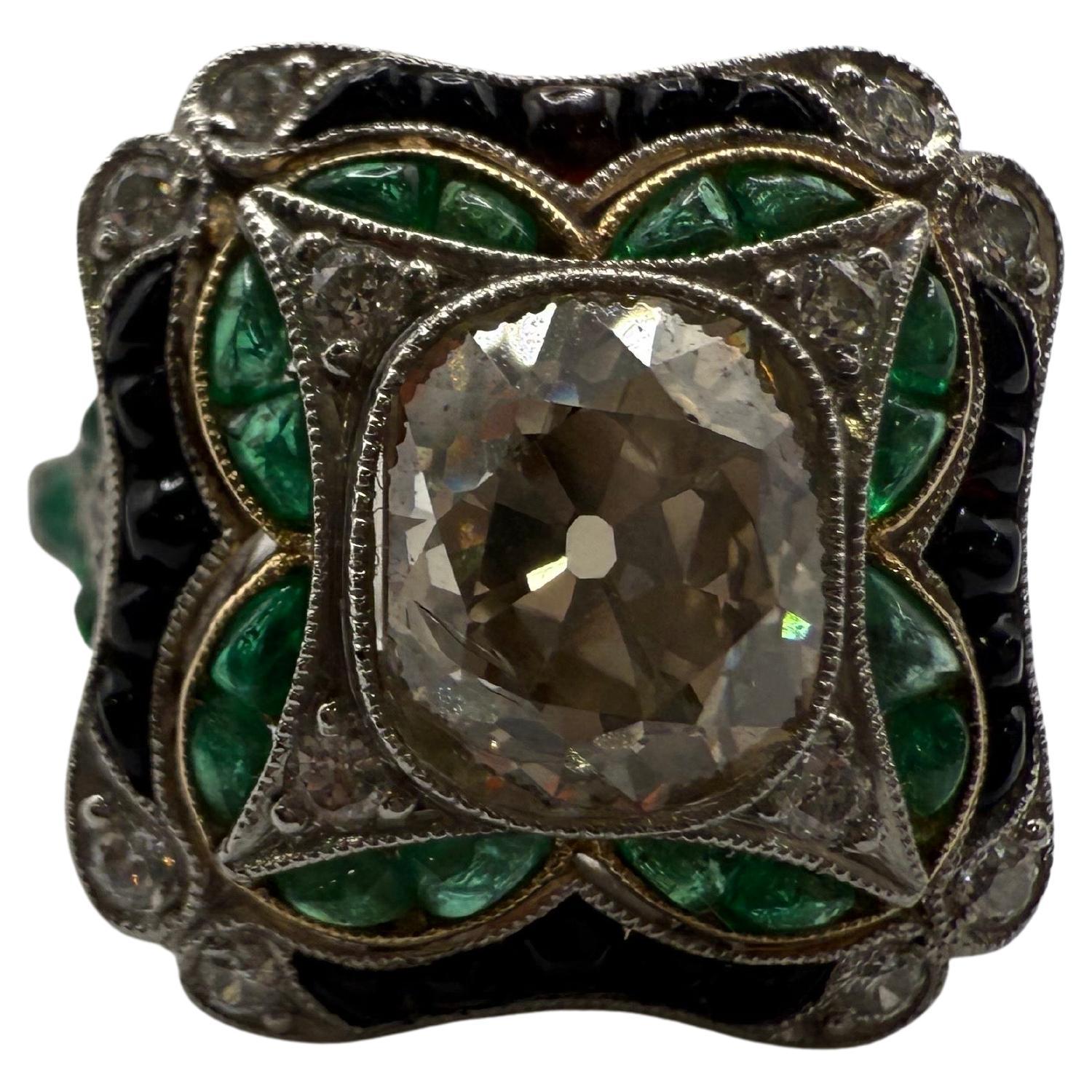 2,22ct Diamant Smaragd Ring Platin handgefertigt