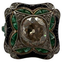 2.22ct Diamond Emerald ring platinum handmade