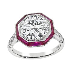 2,22ct Diamant Rubin Platin Verlobungsring