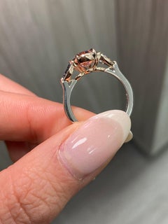 2.22ct Fancy Deep Brown-Pink Pear Diamond Ring with Blue Diamonds - Rare Colors