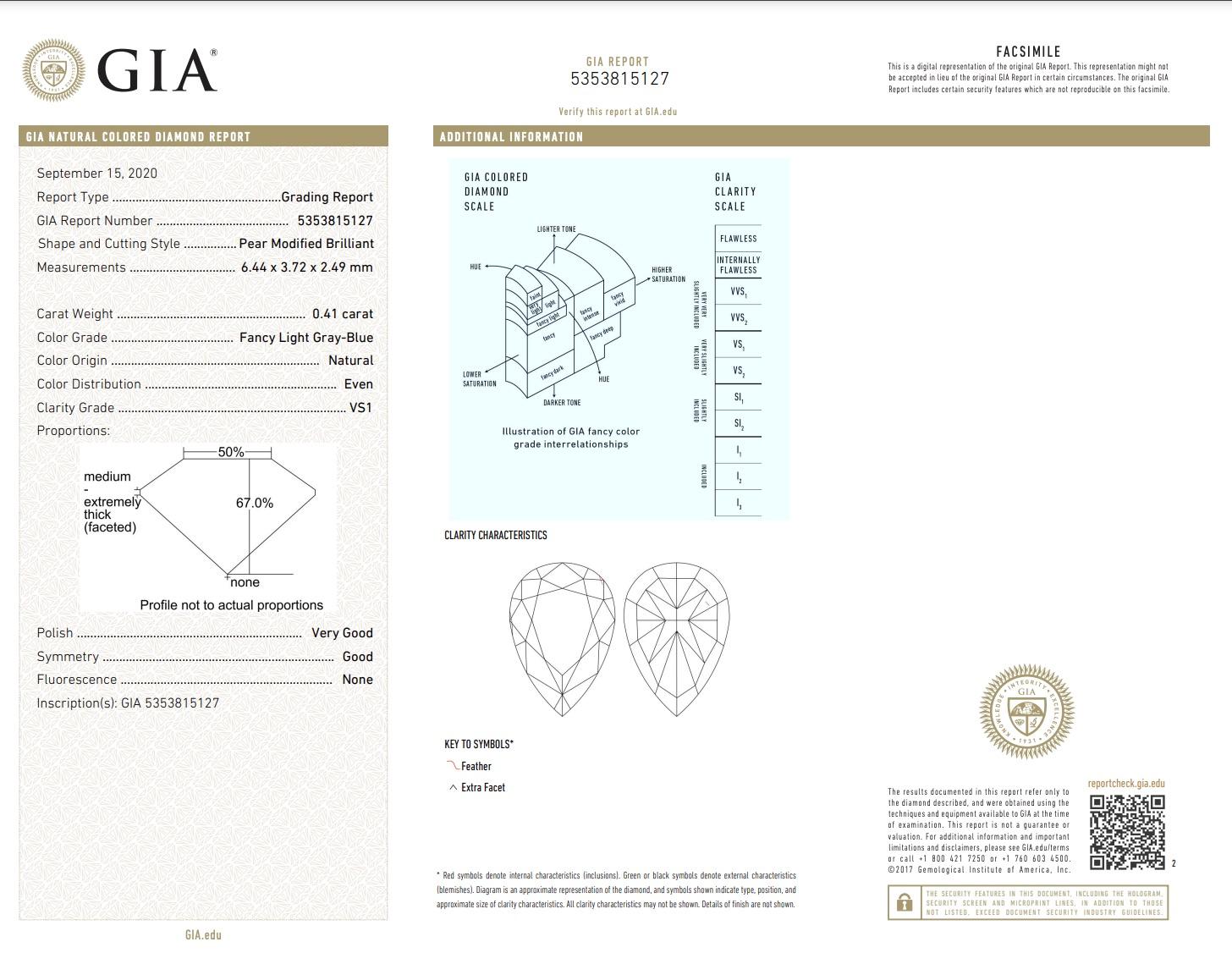 2.22ct Fancy Deep Brown-Pink Pear Diamond with Blue Diamonds Three Stone Ring For Sale 3