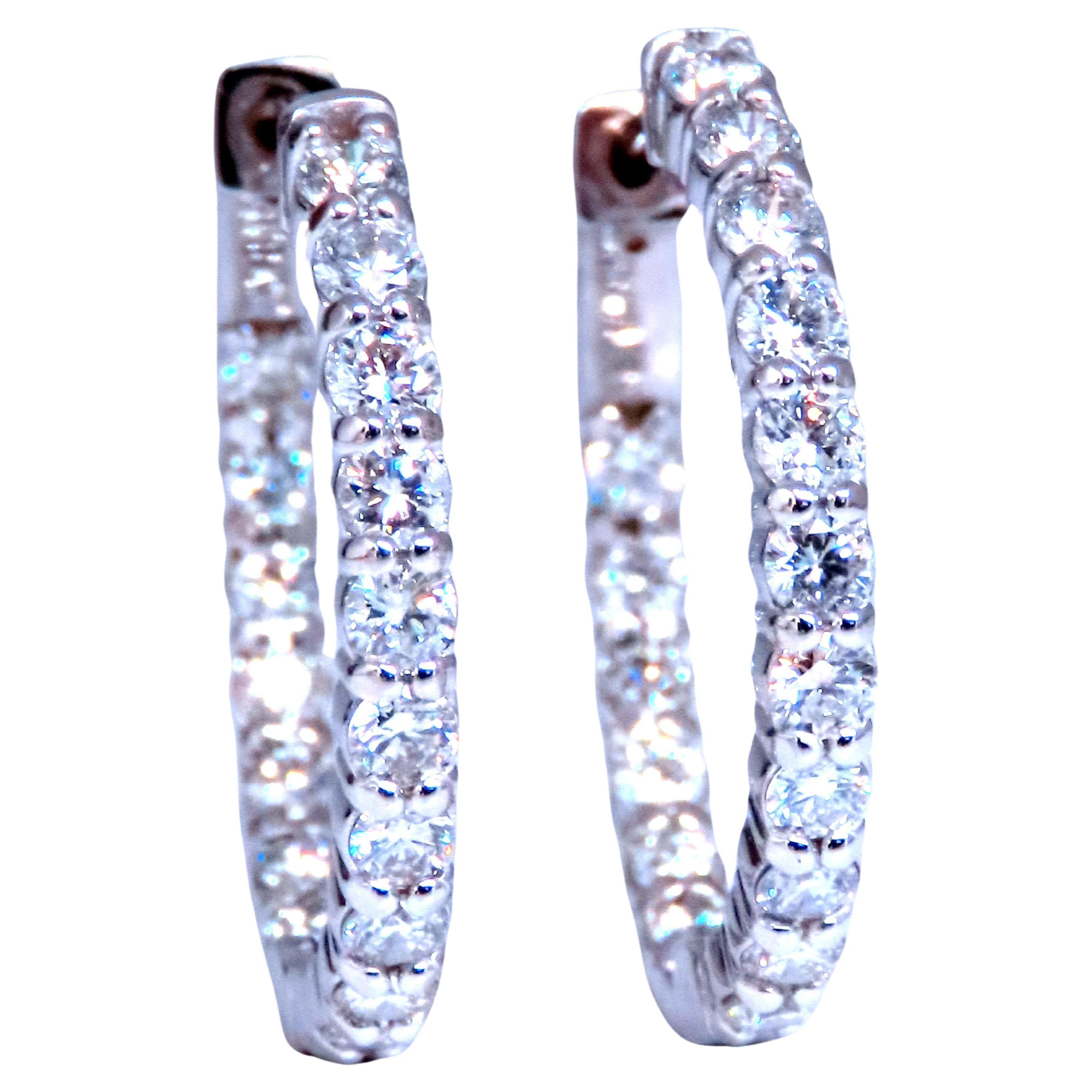 2.22ct Natural Round Diamonds Hoop Earrings 14kt Gold 12382 For Sale