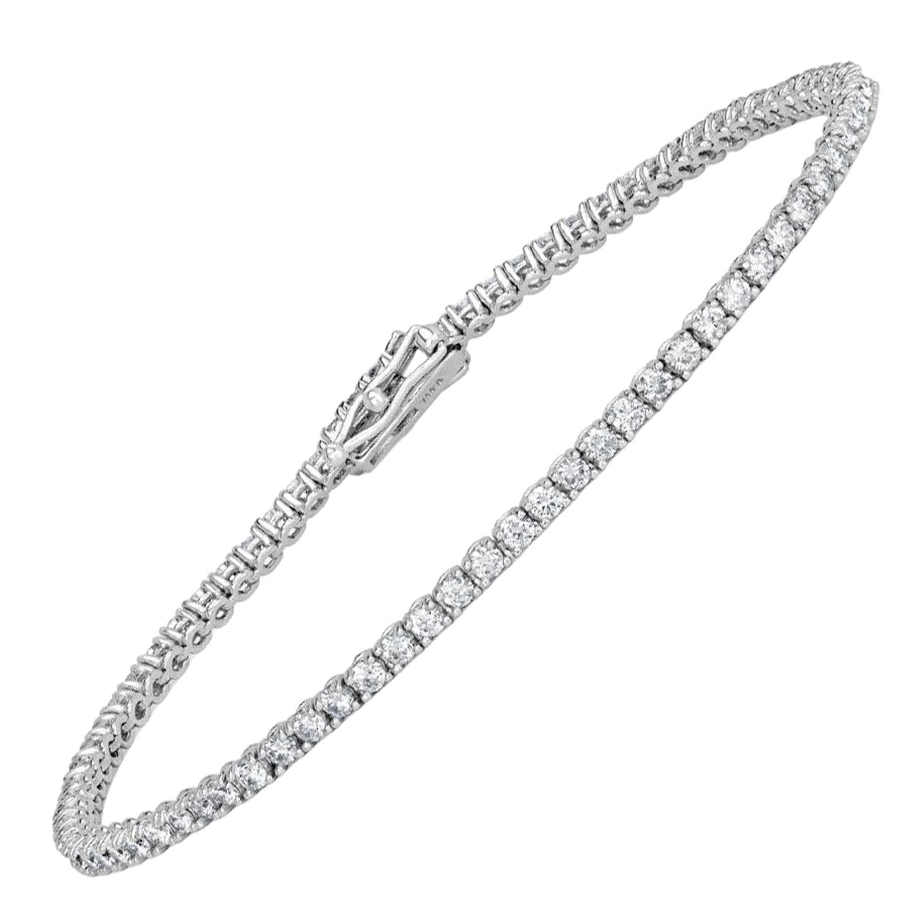 2.22ct Round Brilliant Cut Diamond Tennis Bracelet in 18k White Gold