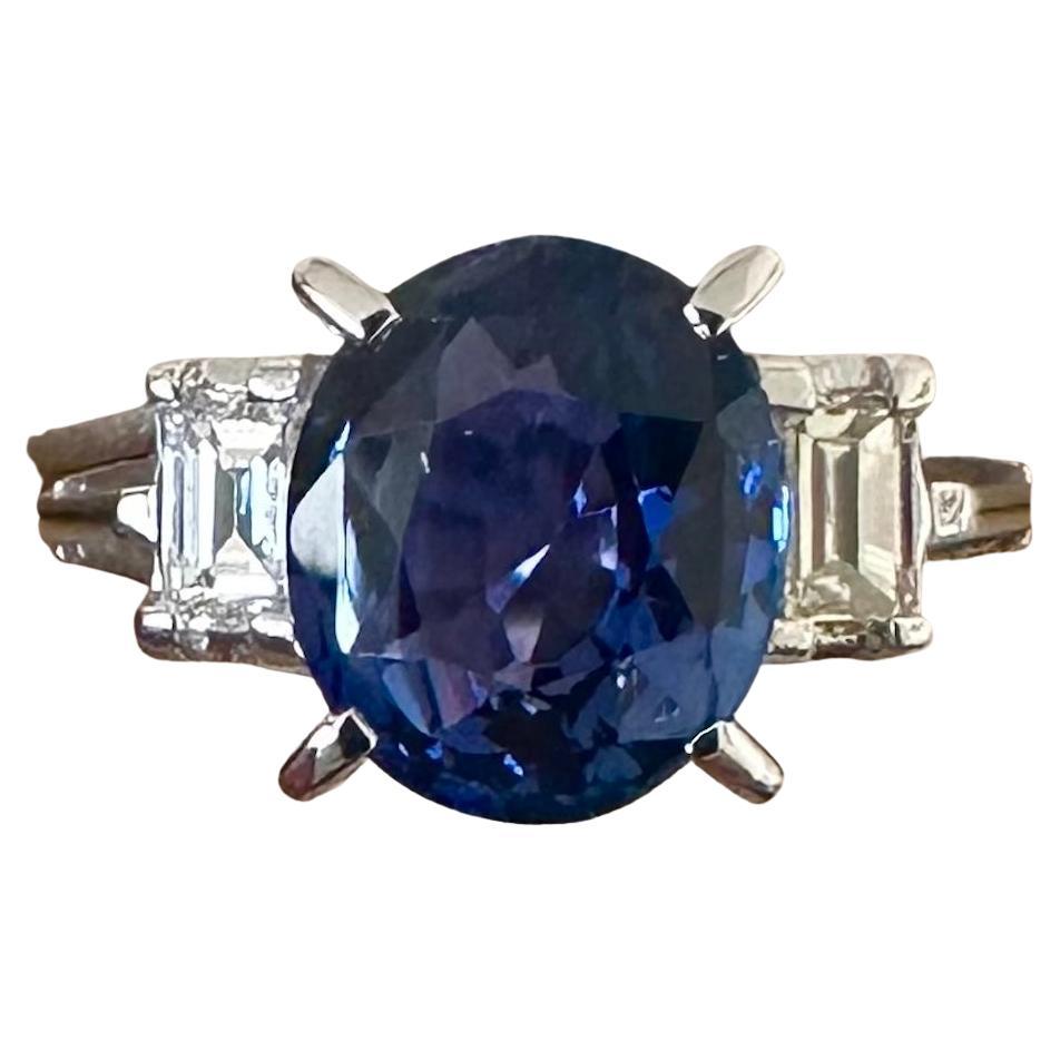 2.22ct Unheated Blue Sapphire Platinum 
Diamond Ring GIA - Exquisite! For Sale