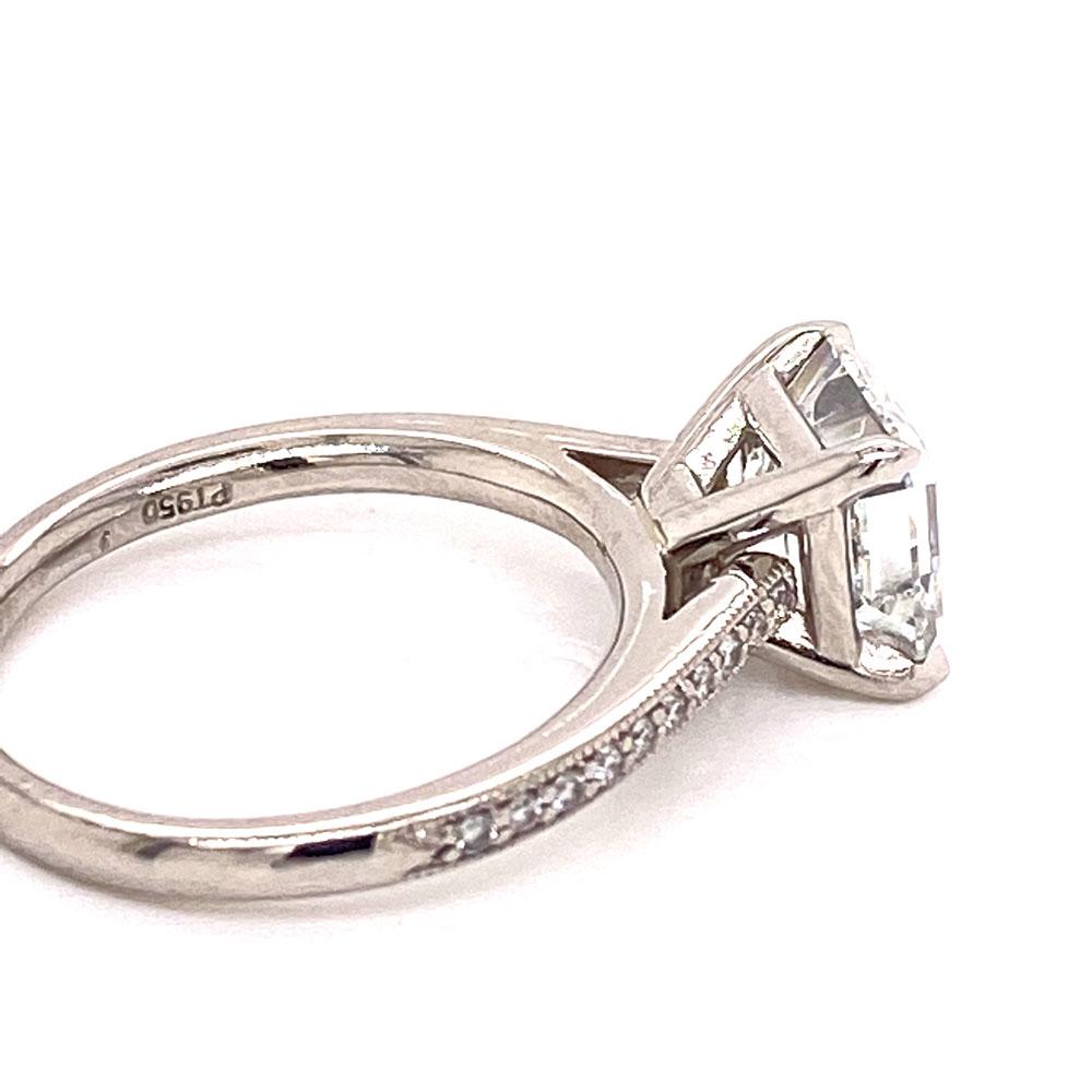 Modern 2.23 Carat Asscher Cut Diamond Platinum Solitaire Engagement Ring GIA G/VVS2