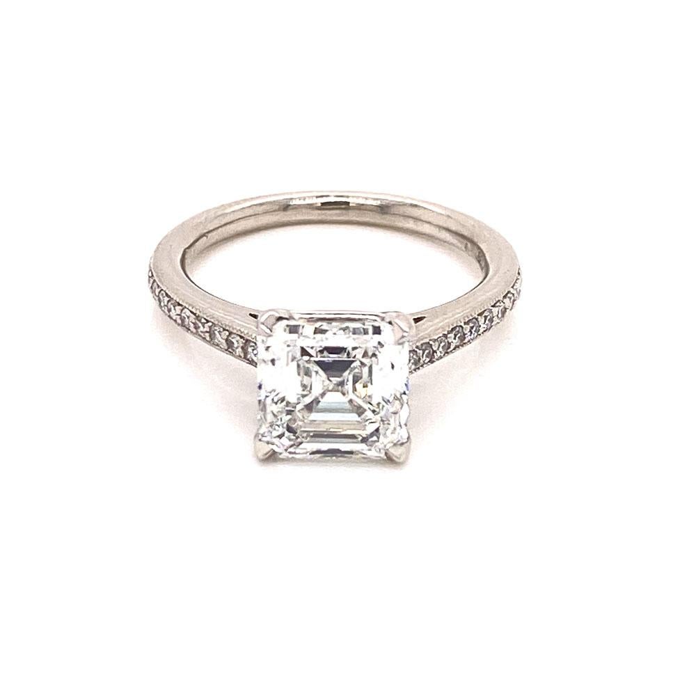 2.23 Carat Asscher Cut Diamond Platinum Solitaire Engagement Ring GIA G/VVS2 In Excellent Condition In Boca Raton, FL