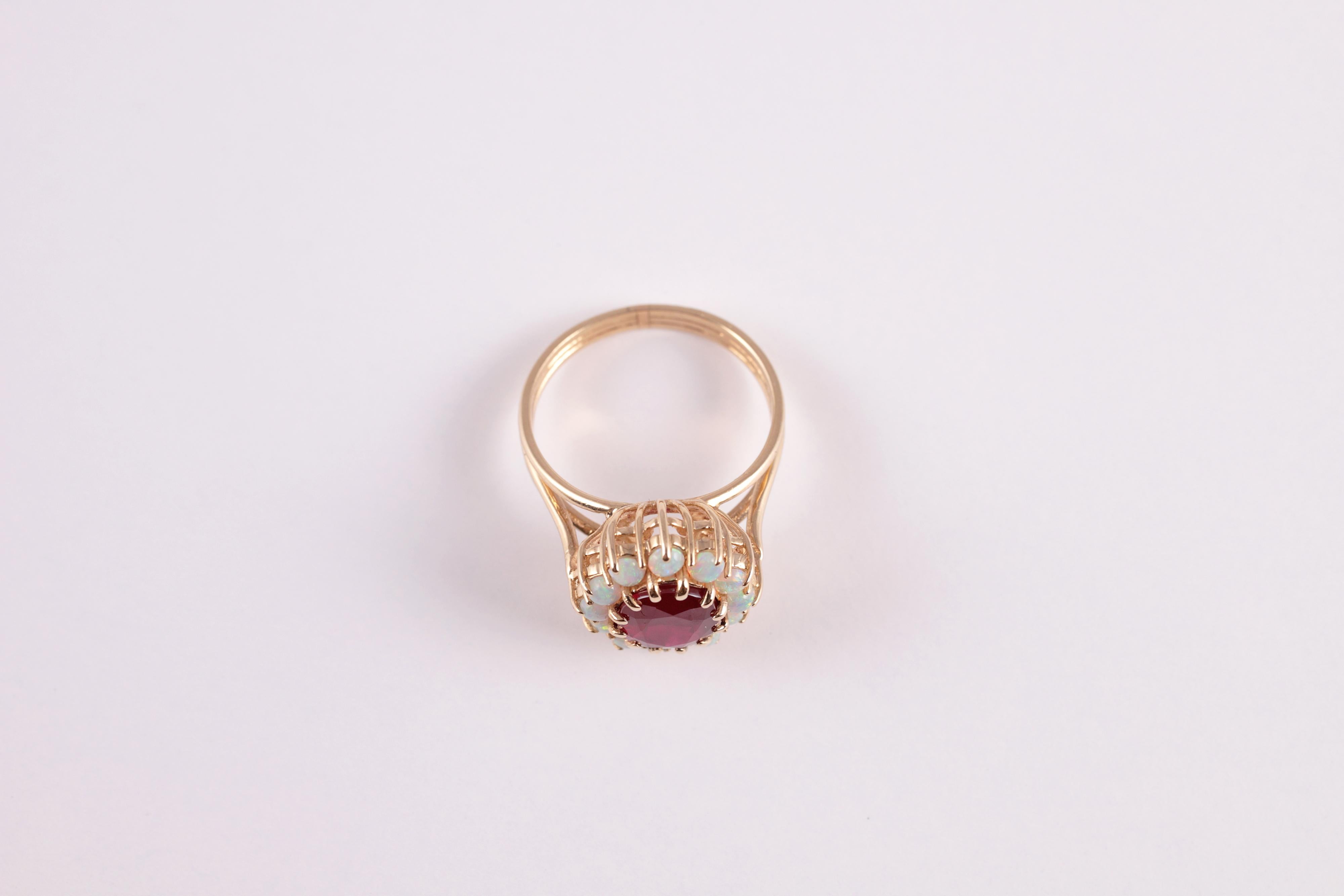2.23 Carat Untreated Natural Burma Ruby and Opal Ring 1