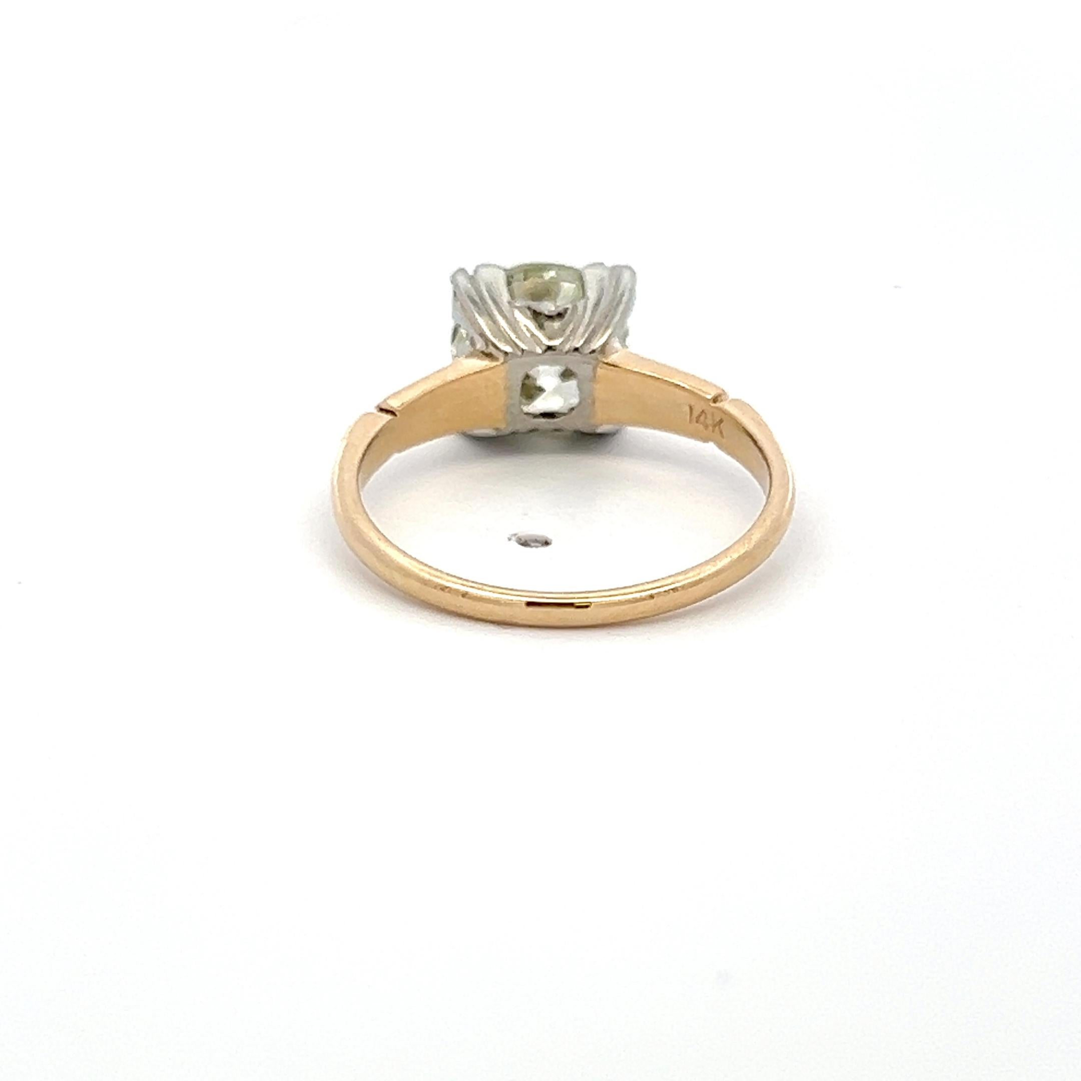 Taille brillant Bague de fiançailles en or/platine de 2,23 carats, diamant circulaire taillé en brillant 14K en vente