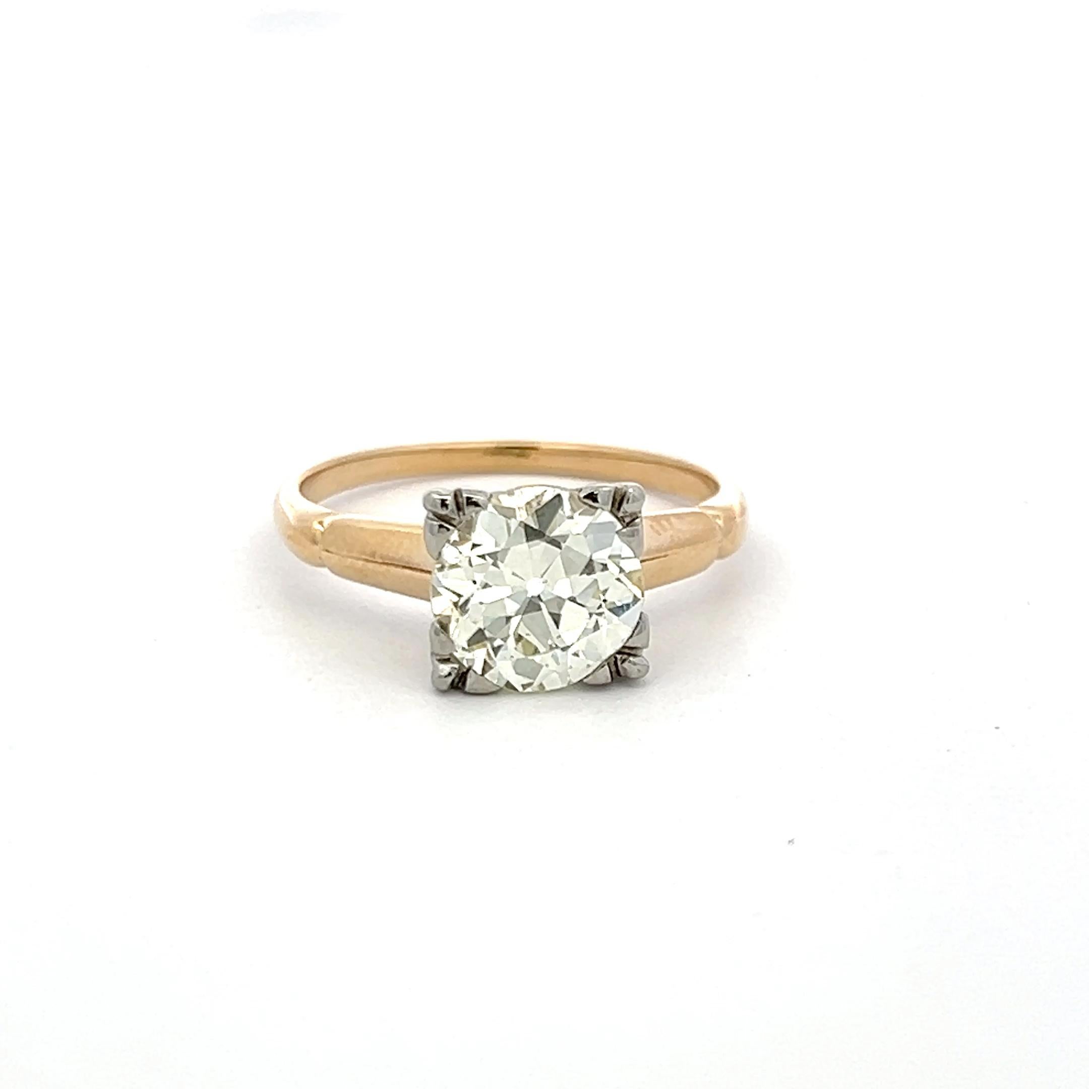 Bague de fiançailles en or/platine de 2,23 carats, diamant circulaire taillé en brillant 14K Pour femmes en vente