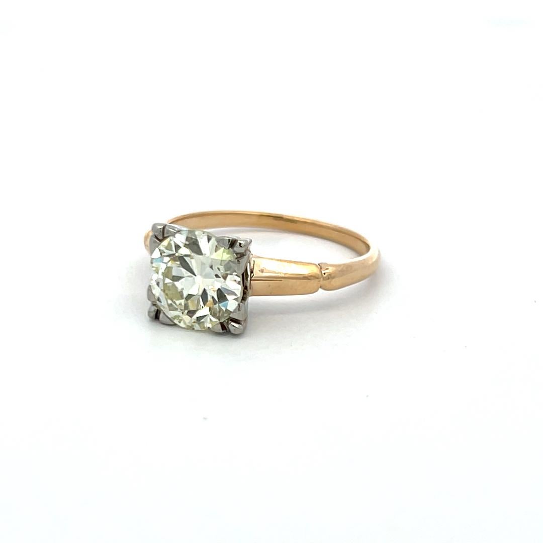 Bague de fiançailles en or/platine de 2,23 carats, diamant circulaire taillé en brillant 14K en vente 1