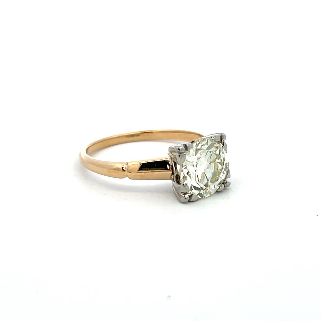 Bague de fiançailles en or/platine de 2,23 carats, diamant circulaire taillé en brillant 14K en vente 2