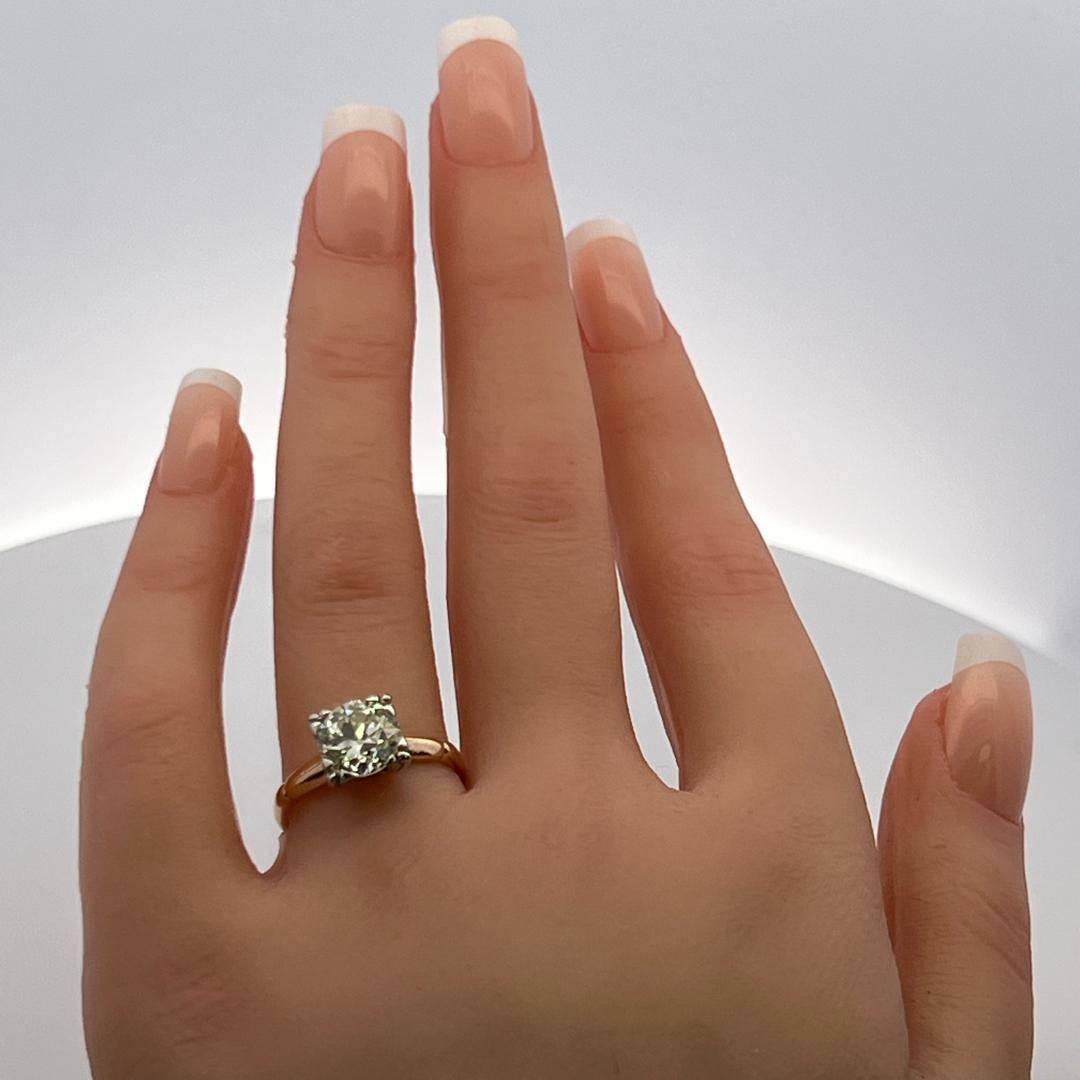 Bague de fiançailles en or/platine de 2,23 carats, diamant circulaire taillé en brillant 14K en vente 3