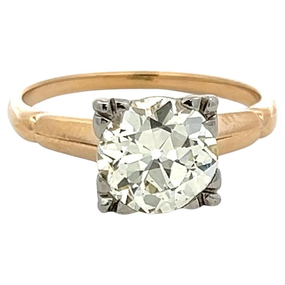 Bague de fiançailles en or/platine de 2,23 carats, diamant circulaire taillé en brillant 14K en vente