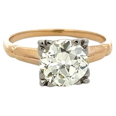 Bague de fiançailles en or/platine de 2,23 carats, diamant circulaire taillé en brillant 14K