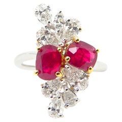 2.23 Carat GIA Certified Burma No Heat Pigeon
s Blood Red Ruby and Diamond Ring