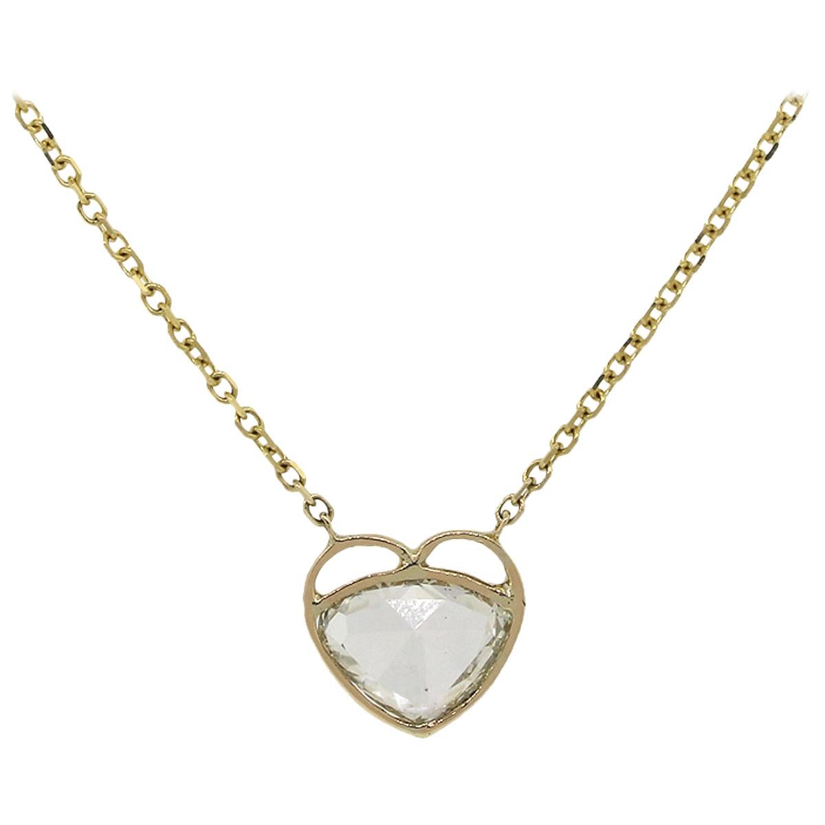 2.23 Carat GIA Diamond Heart Shaped Bezel Necklace